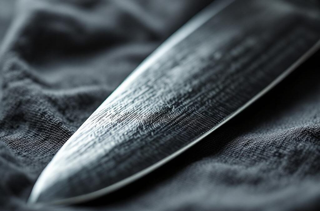Makrobillede af santoku-klingen
