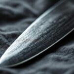 Makrobillede af santoku-klingen