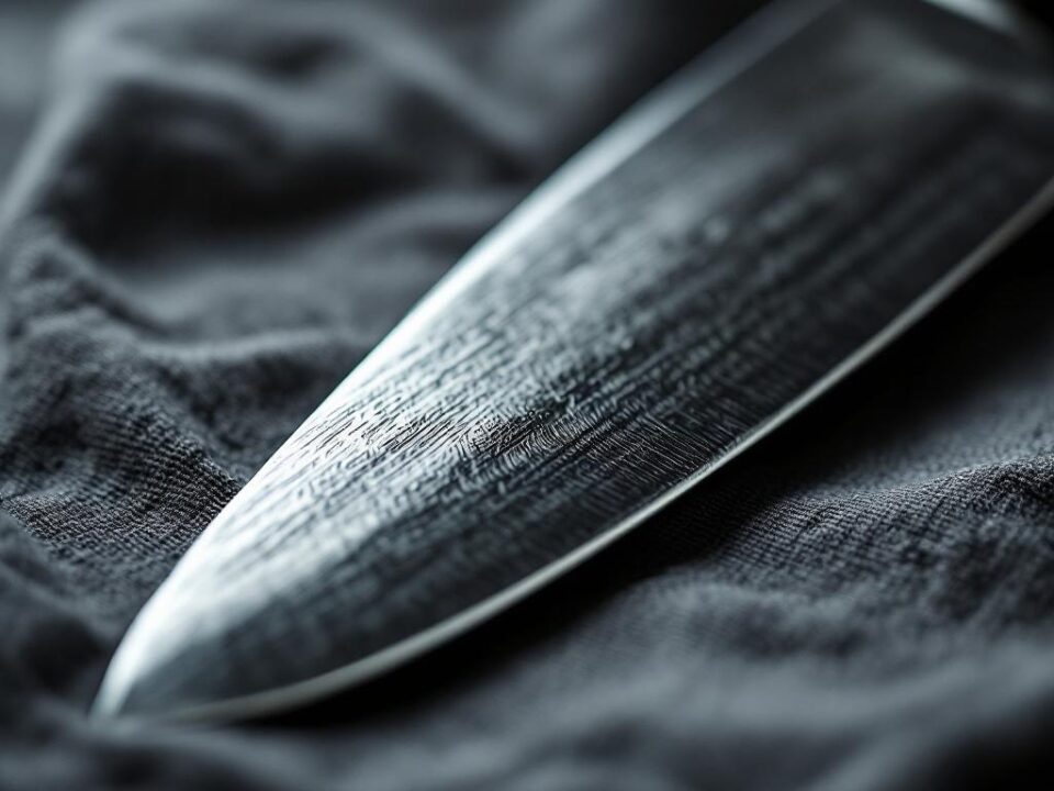 Makrobillede af santoku-klingen