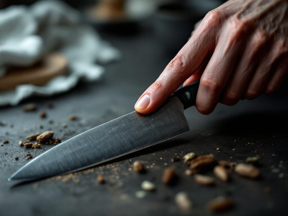 Korrekt greb om kokkeknivens skaft