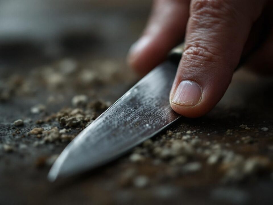 Fingertest af knivens skarphed