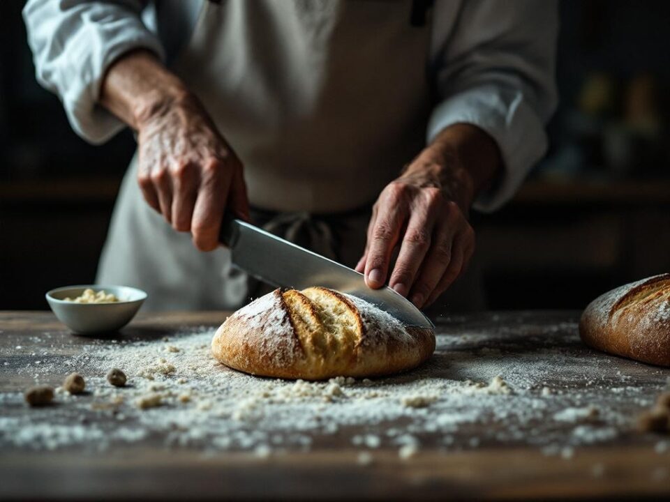 Broedkniv sagger gennem rugbrood